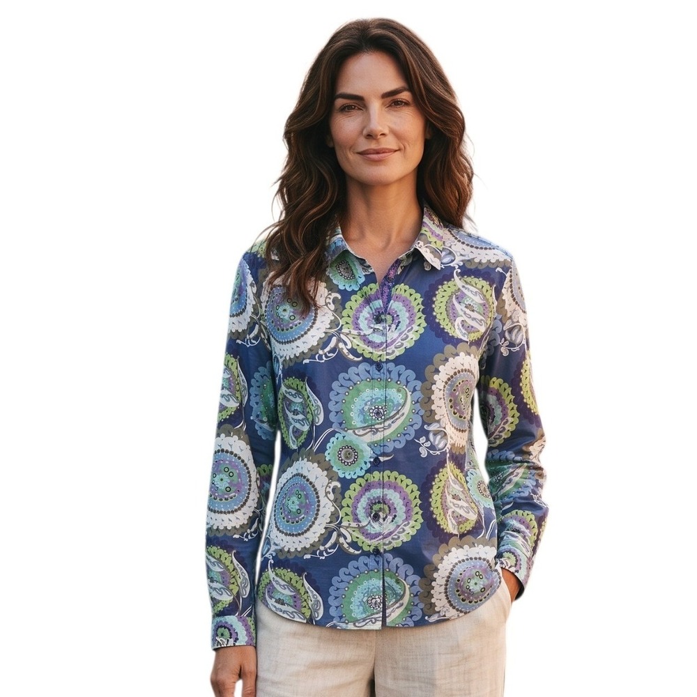 Robert Graham Geometric Womens size XL Prep Luxury Artsy Classic Button Down Top